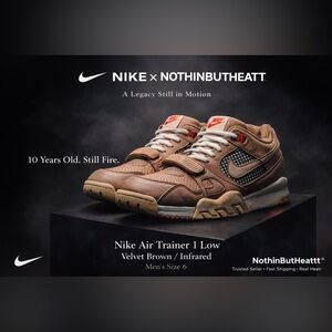 Nike Air Trainer 1 Low Velvet Brown Infrared Men’s Size 6